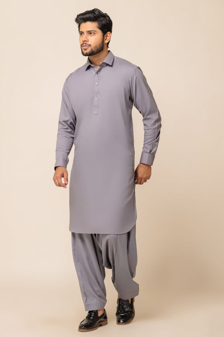 Blended Light Grey Shalwar Kameez - Bonanza