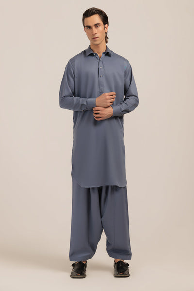 Blended Grey Kurta Shalwar - Bonanza