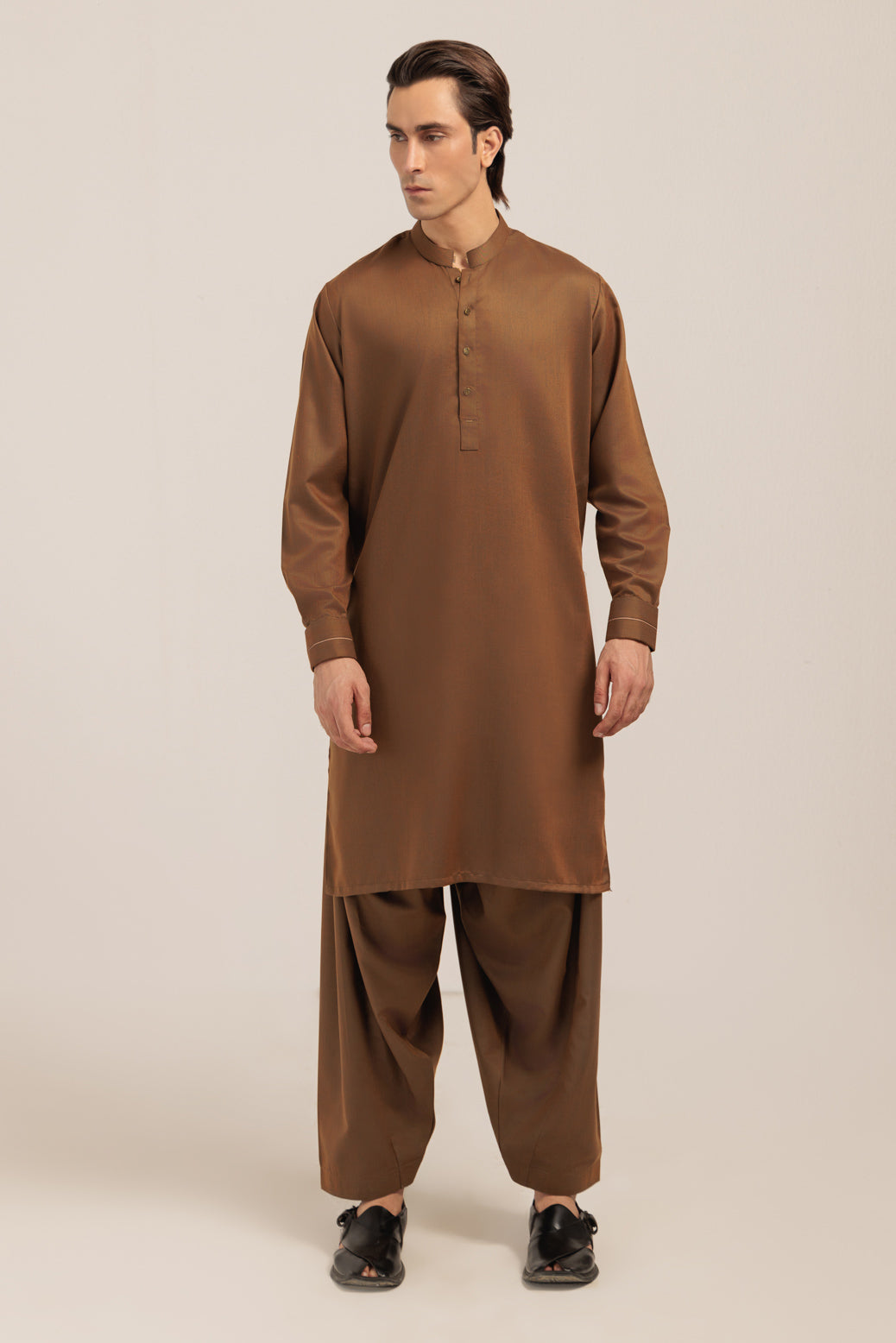 Blended Golden Kurta Shalwar - Bonanza