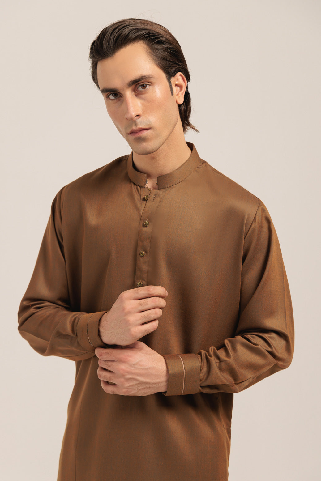 Blended Golden Kurta Shalwar - Bonanza