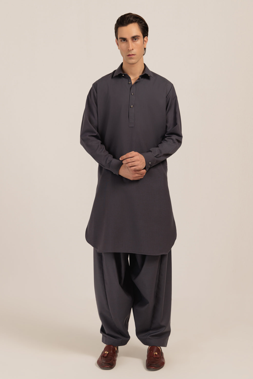 Blended Grey Kurta Shalwar - Bonanza