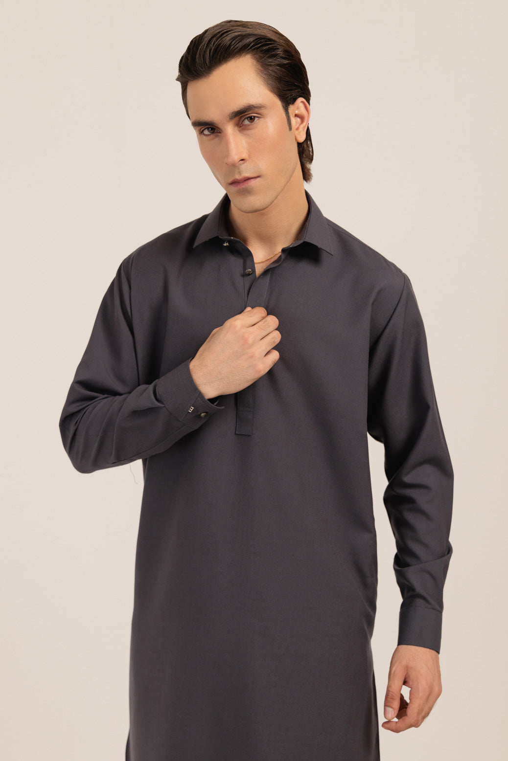 Blended Grey Kurta Shalwar - Bonanza