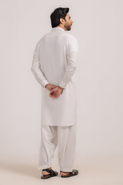 Blended White Kurta Shalwar - Bonanza