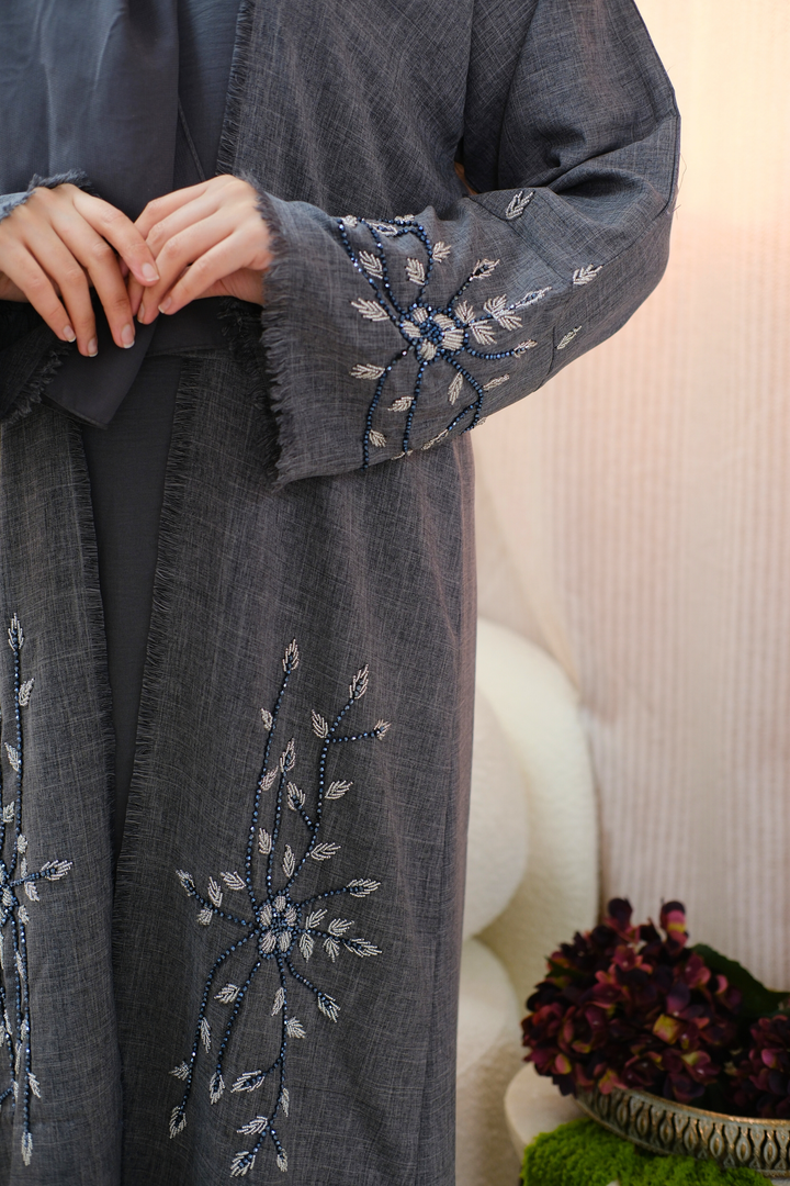 Charcoal Bloom Abaya