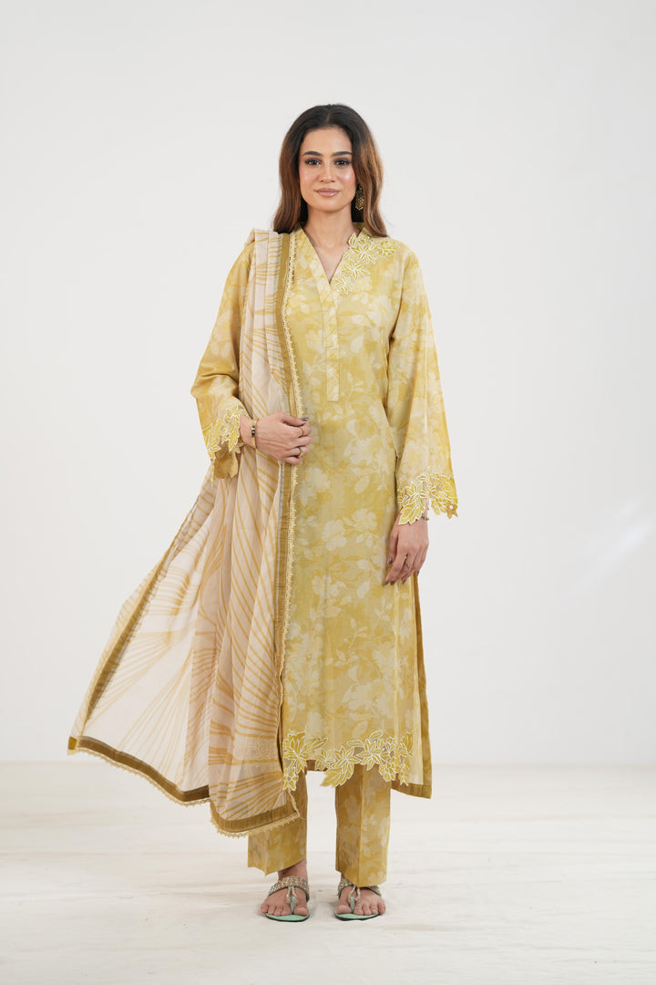 Honey Ember - Farasha Printed Essentials Stitched