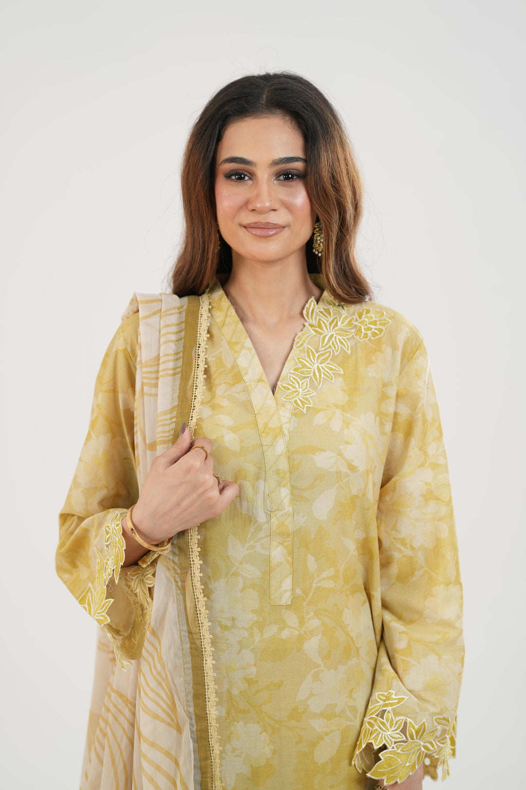 Honey Ember - Farasha Printed Essentials Stitched