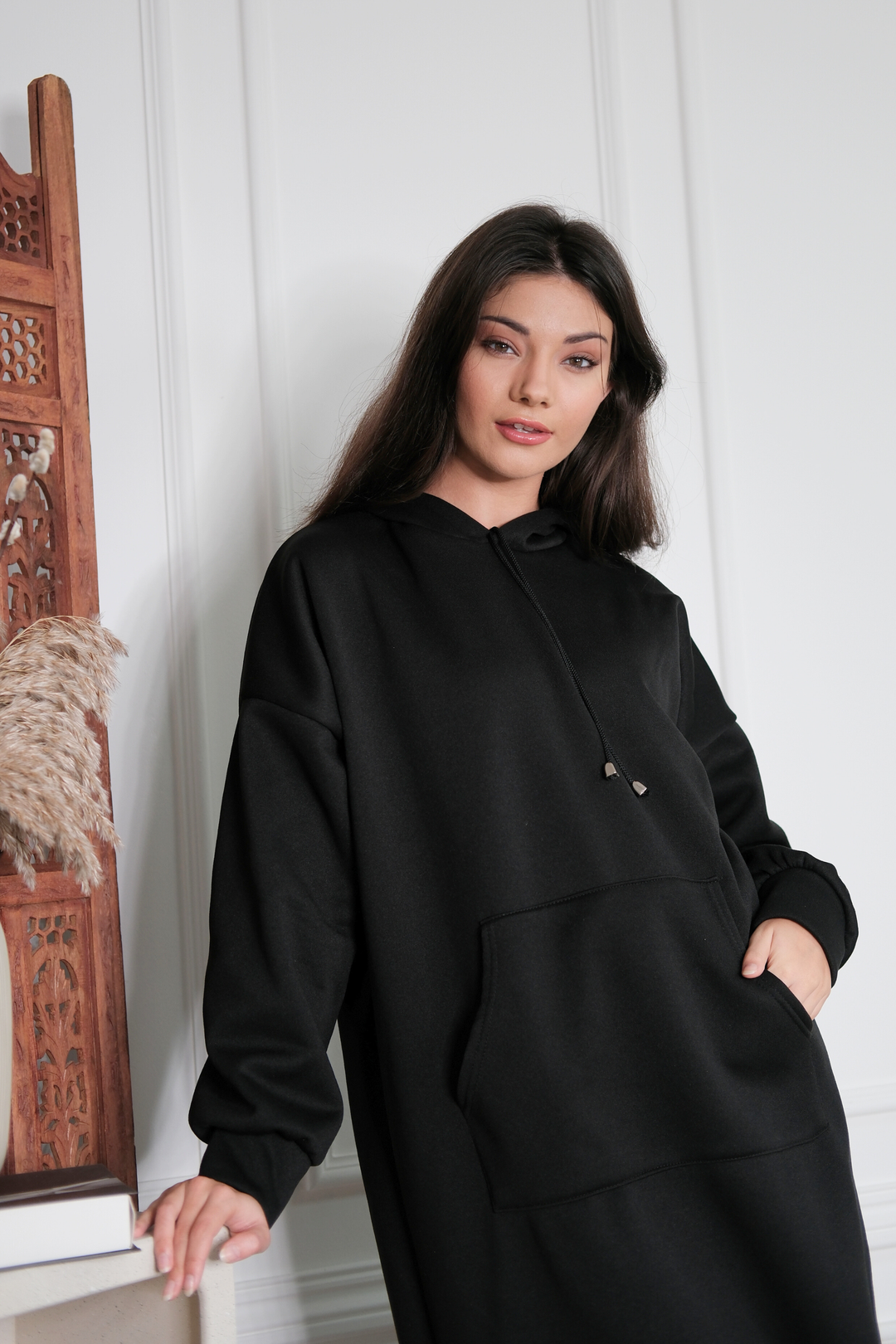 Signature Black Hoodie Dress Janan Signature Black Hoodie Dress Janan