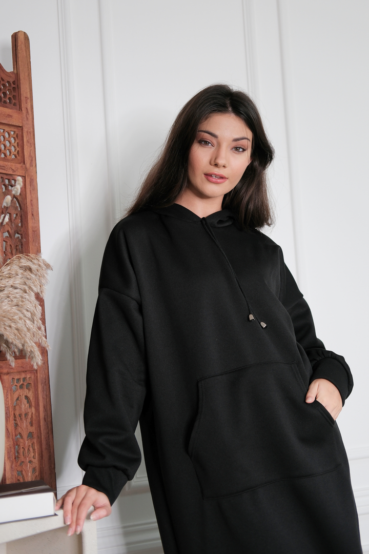 Signature Black Hoodie Dress