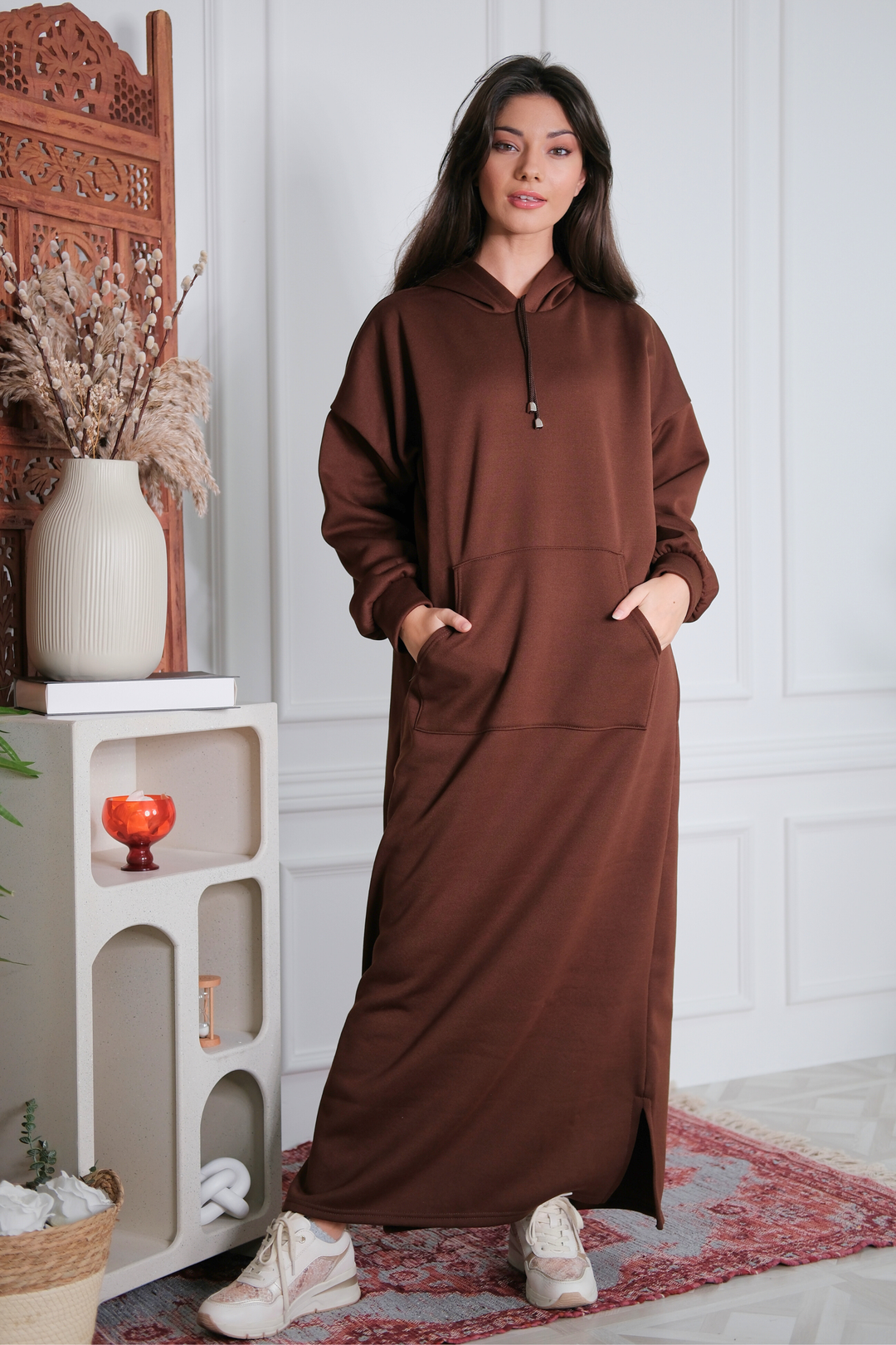 Signature Brown Hoodie Dress