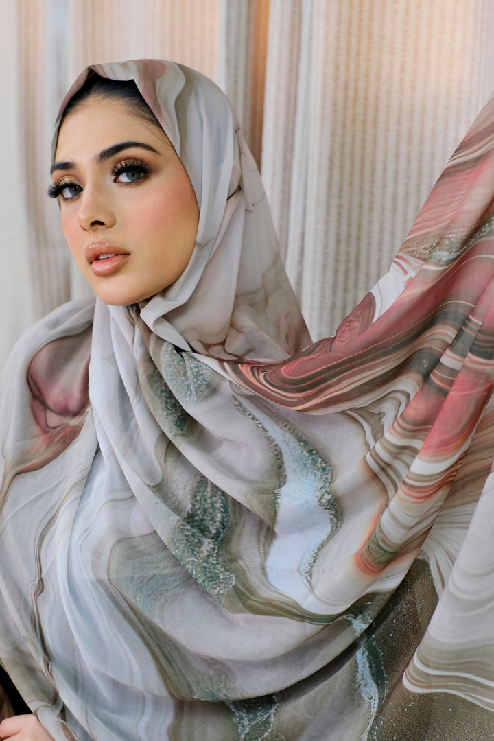 Stone Flow Honey Earth Printed Hijab