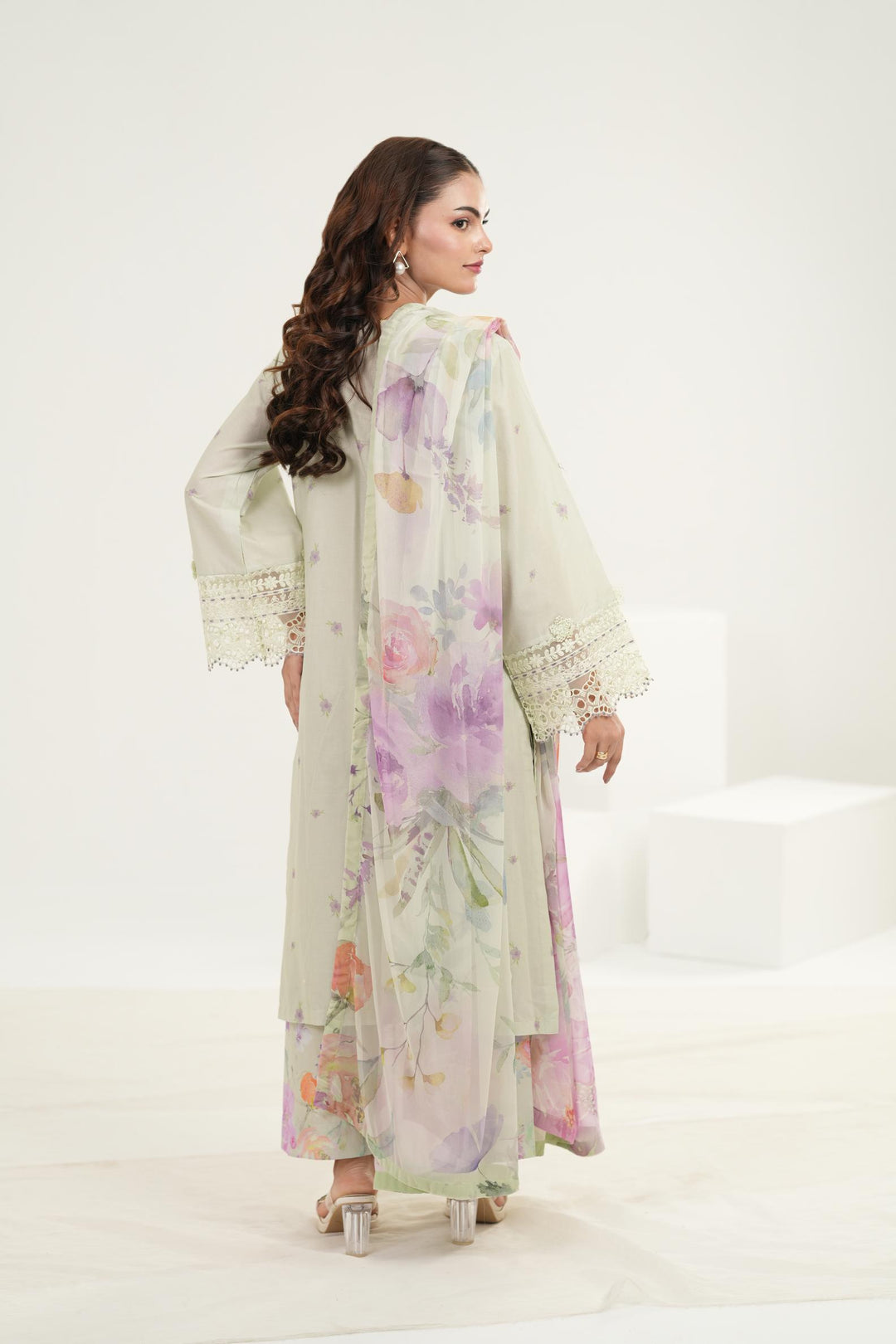 Embroidered Lawn Mint Green Stitched Suit - Iznik