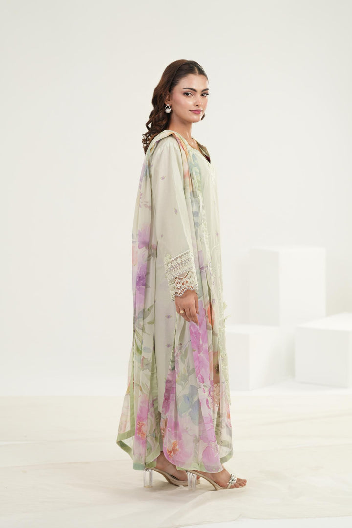 Embroidered Lawn Mint Green Stitched Suit - Iznik