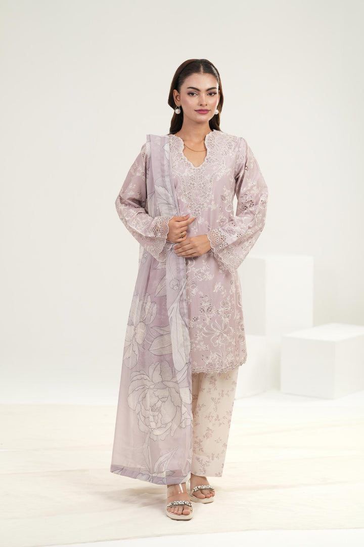 Embroidered Lawn Lilac Stitched Suit - Iznik