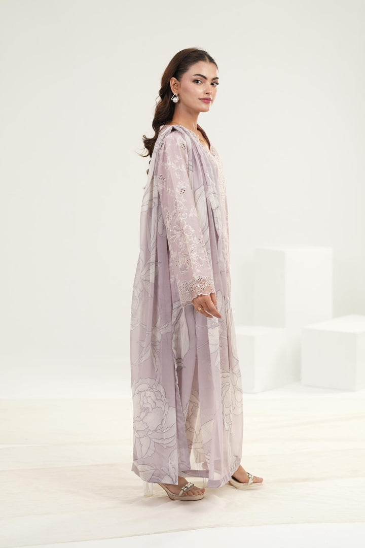 Embroidered Lawn Lilac Stitched Suit - Iznik