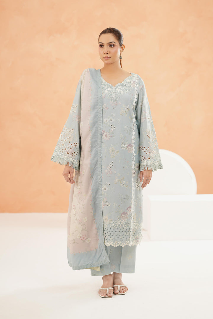 Embroidered Lawn Sky Blue Stitched Suit - Iznik