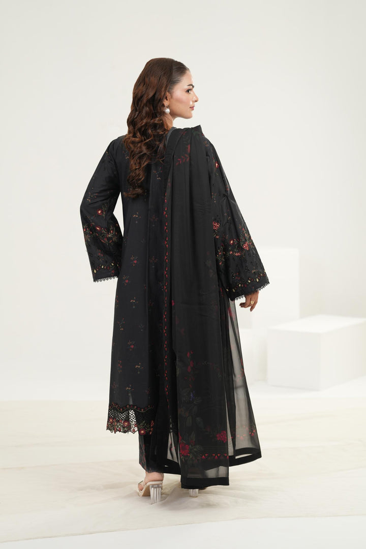 Embroidered Lawn Black Stitched Suit - Iznik