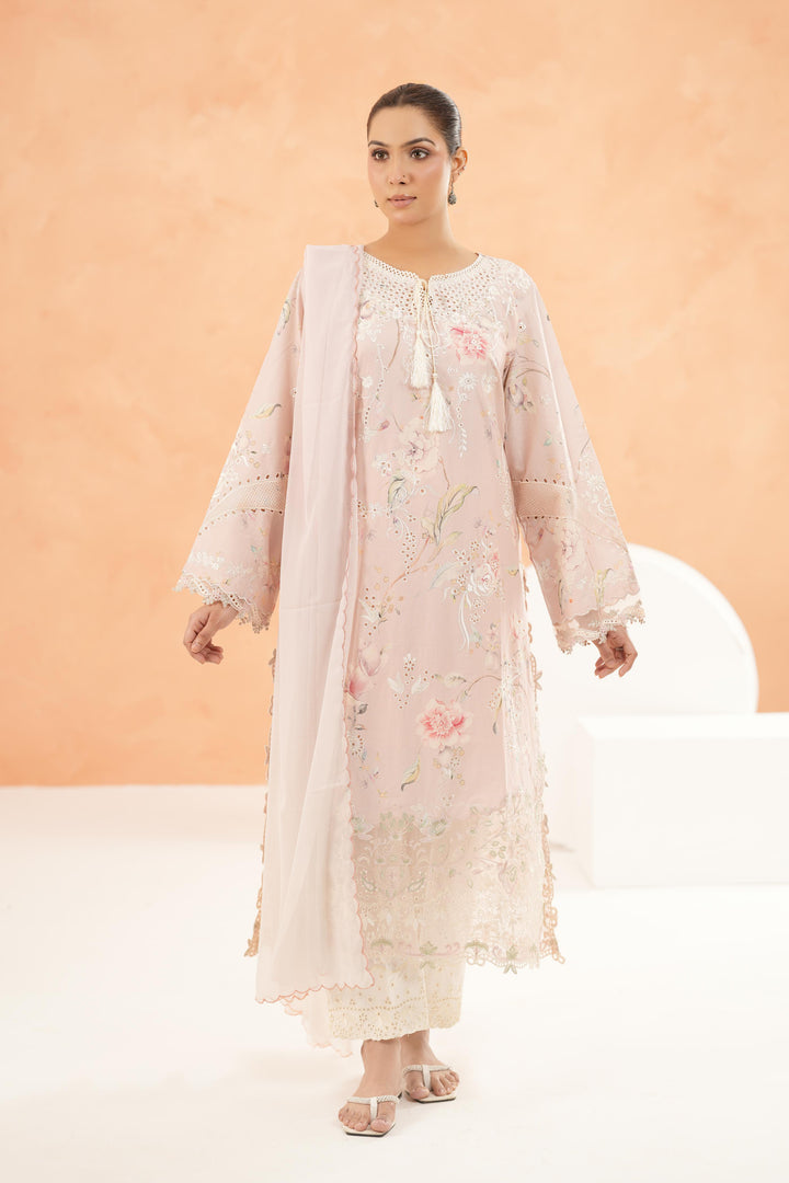 Embroidered Lawn Pink Stitched Suit - Iznik