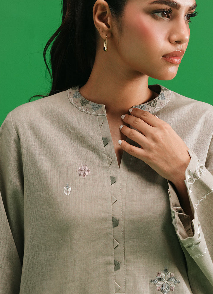 Cross Hatch Beige Stitched Suit - Image