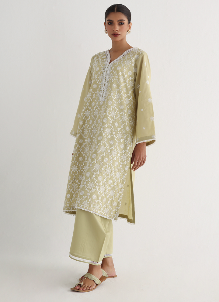 Pure Cotton Green Stitched Suit - Image