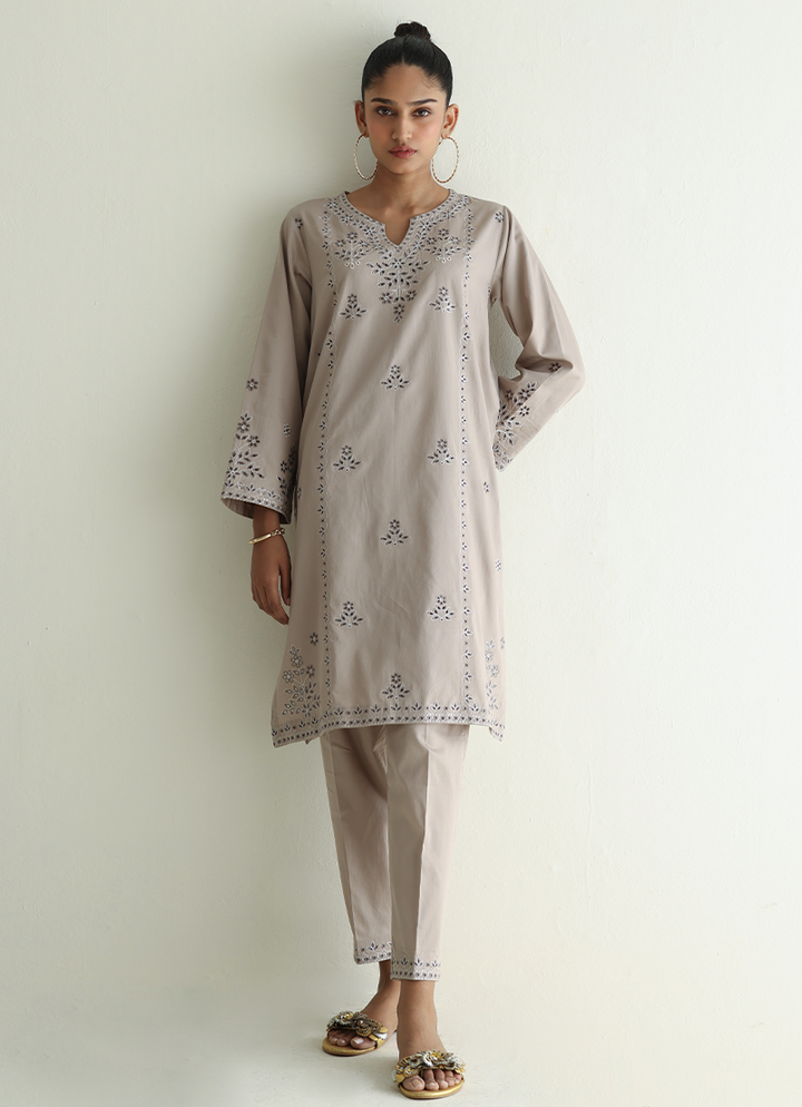Pure Cotton Pink Stitched Suit - Image