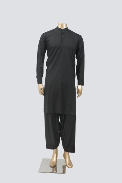 Plain Black Kameez Shalwar - Raf Raf