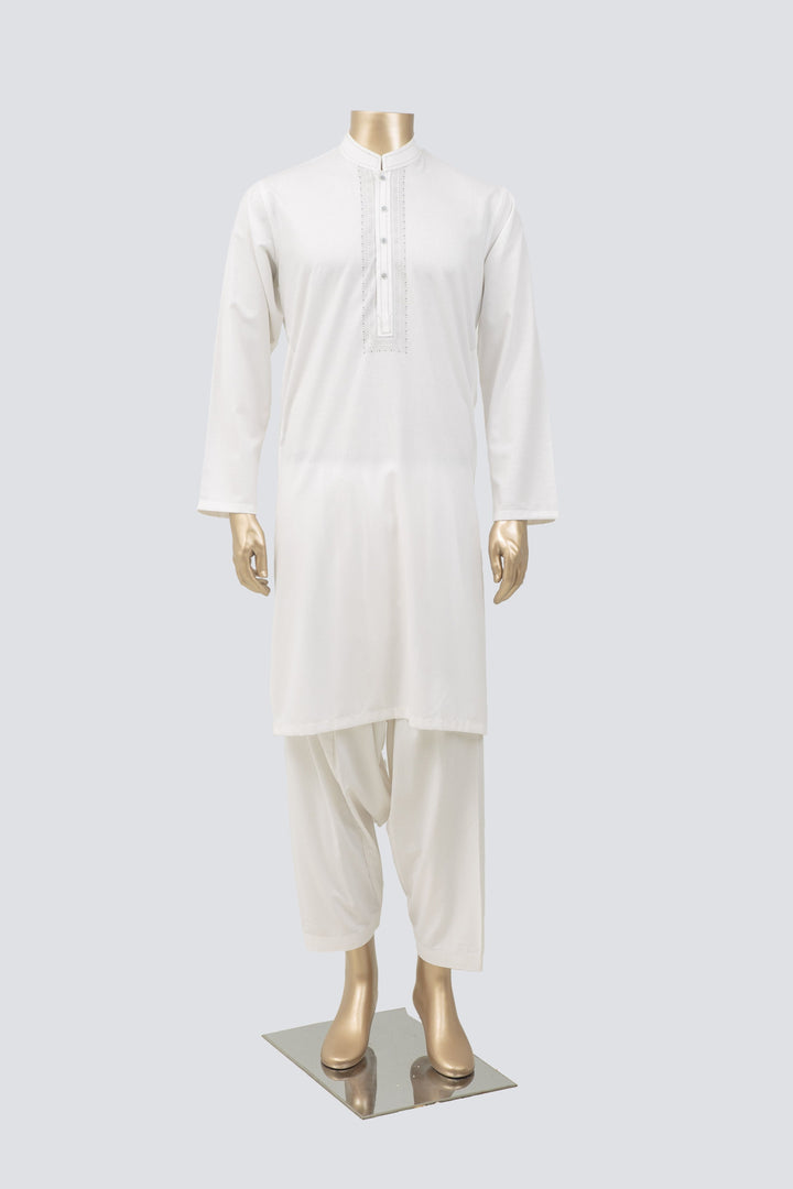 Plain Off White Kameez Shalwar - Raf Raf