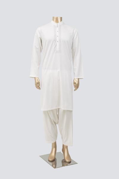 Plain Off White Kameez Shalwar - Raf Raf