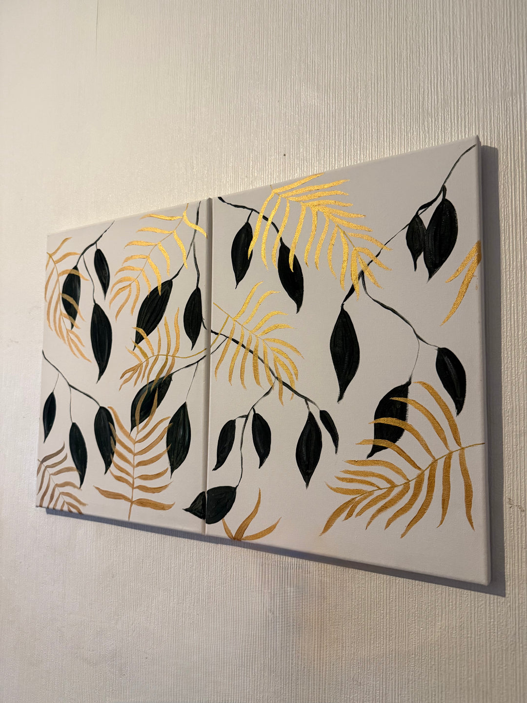 Falling Gold - Set Of 2 Canvases