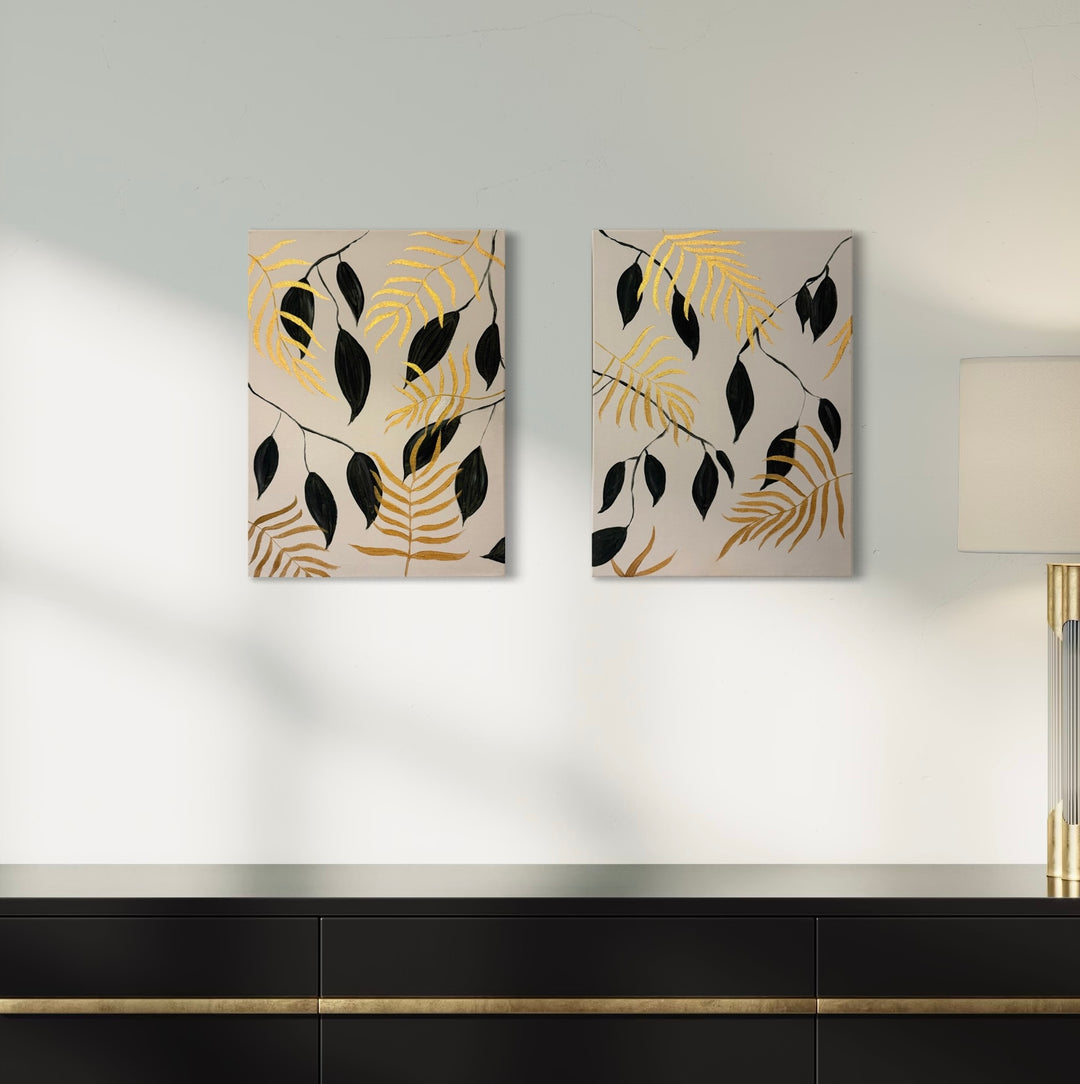 Falling Gold - Set Of 2 Canvases