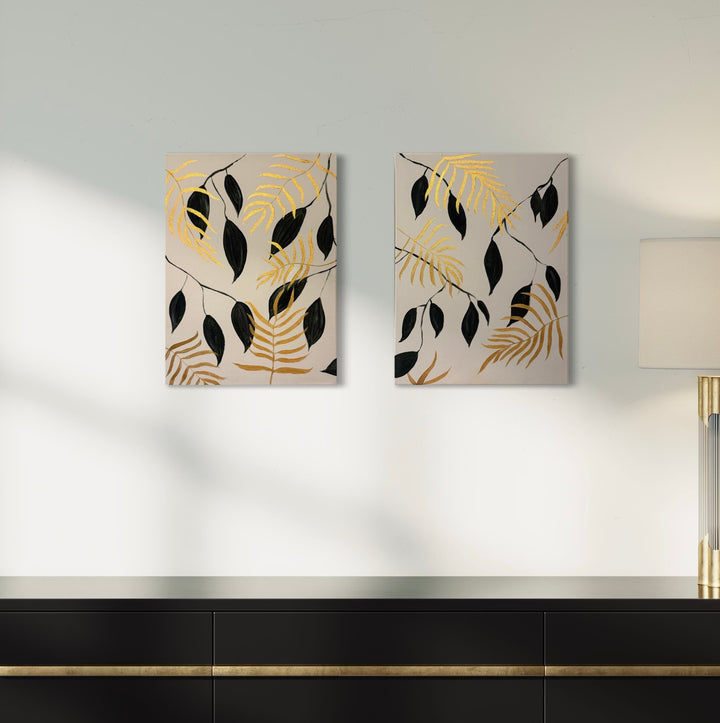 Falling Gold - Set Of 2 Canvases