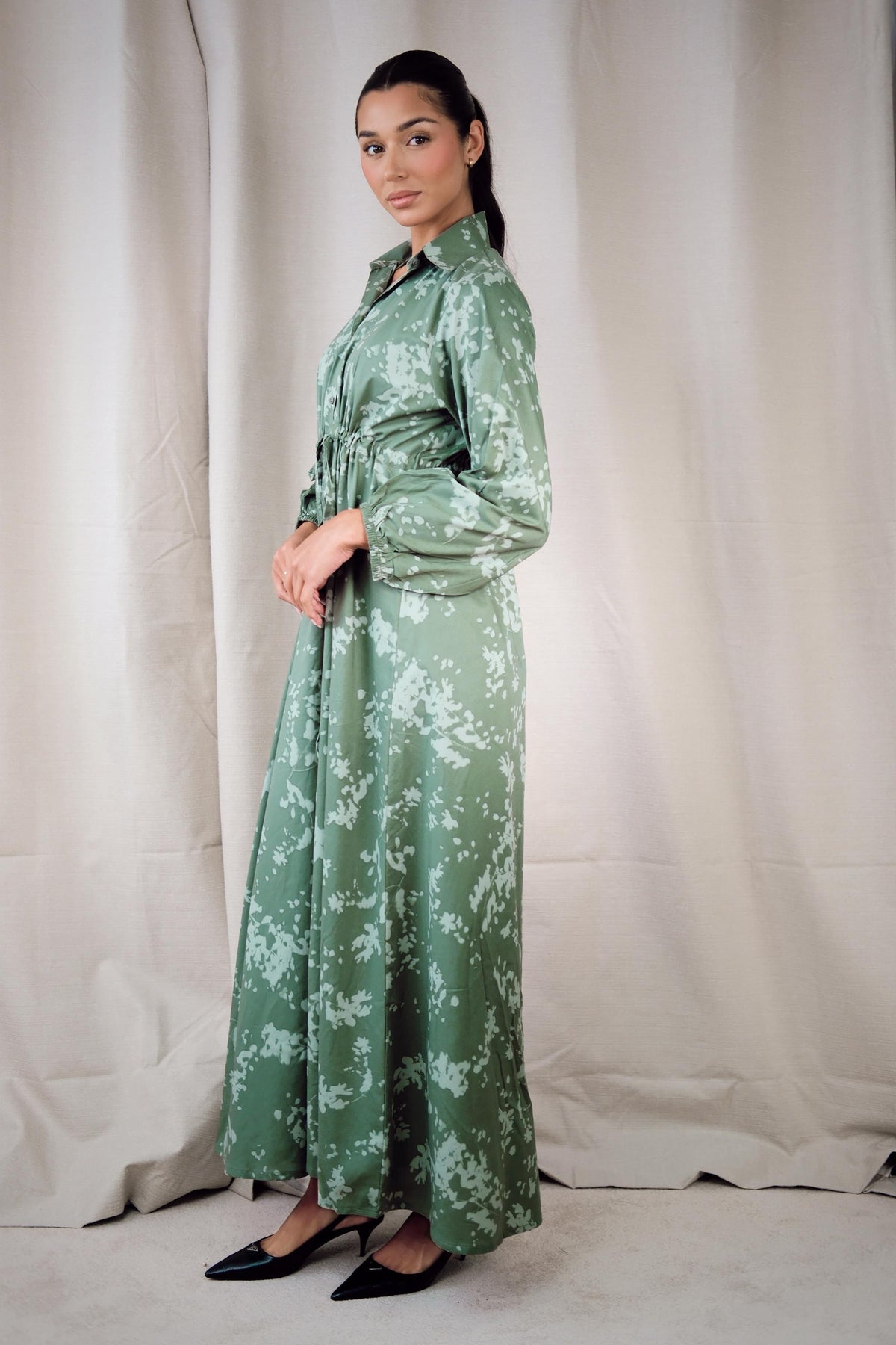 maya shirt dress Maya Shirt Dress Sky Linen with Tonal Embroidery
