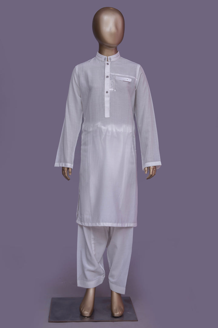 Plain Milky White Shalwar Kameez - Raf Raf