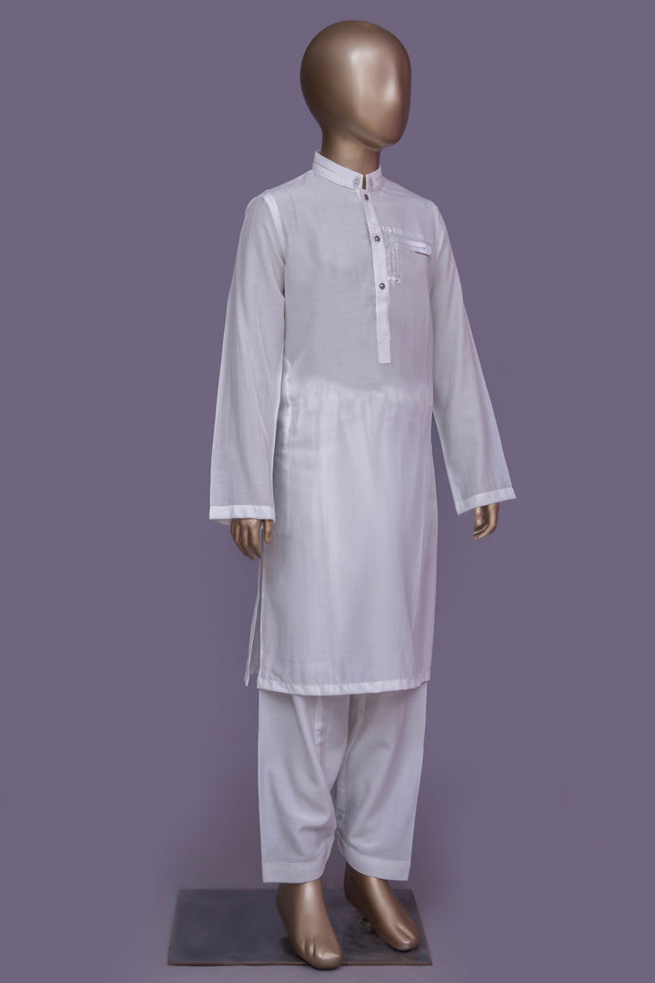 Plain Milky White Shalwar Kameez - Raf Raf