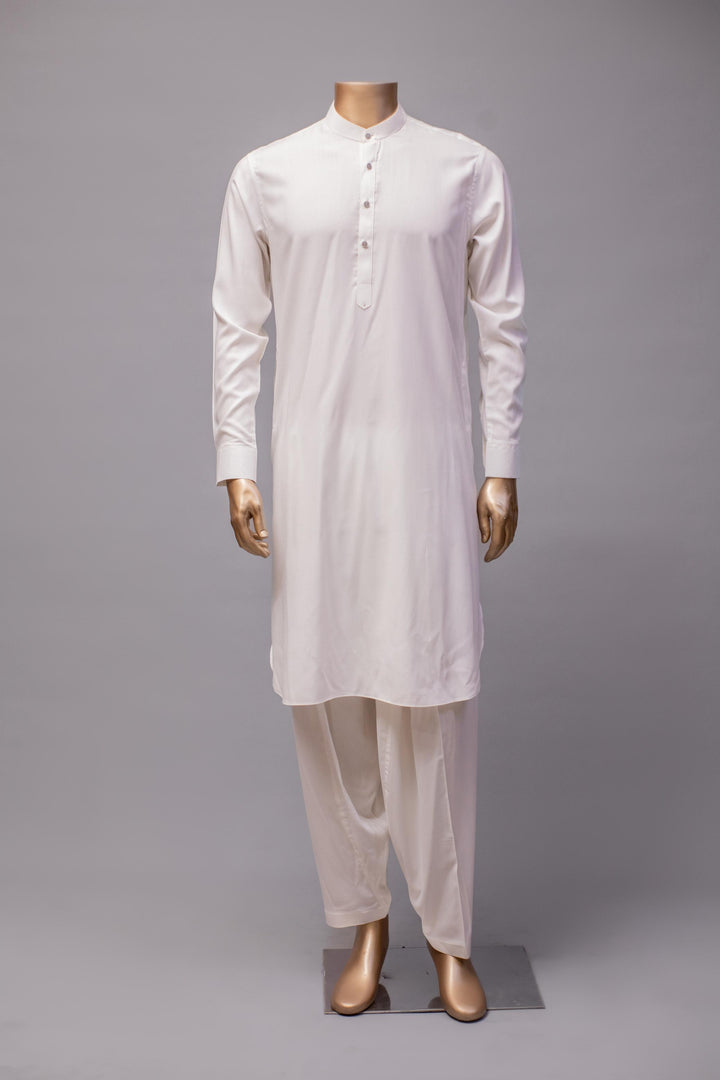 Blended White Shalwar Kameez - Raf Raf