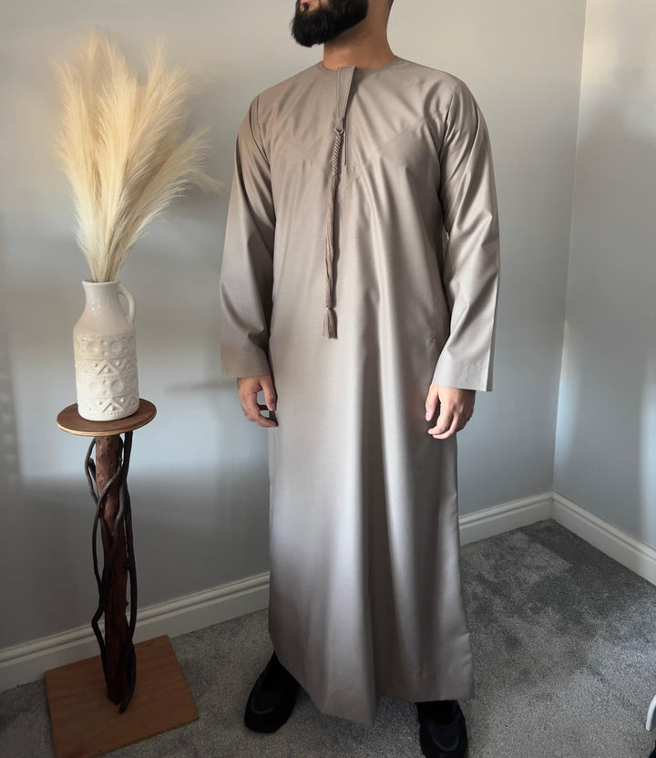 Emaar Matte Taupe Premium Emirati Thobe - Jiah