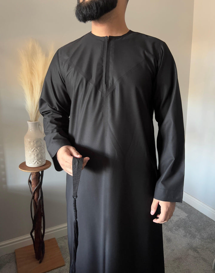 Emaar Matte Midnight Black Premium Emirati Thobe - Jiah