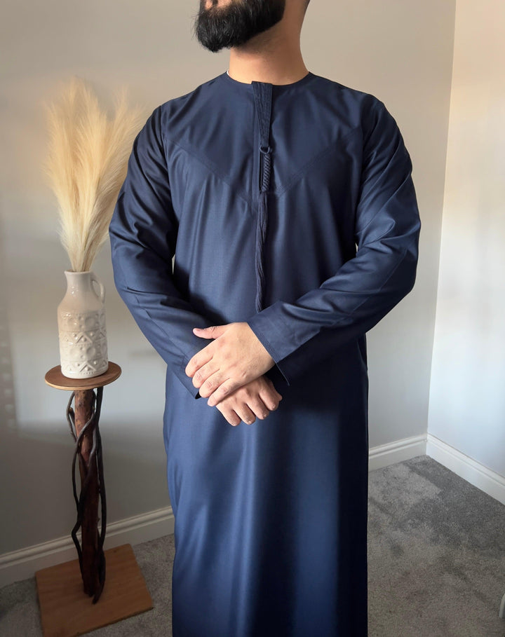 Emaar Matte Navy Blue Premium Emirati Thobe - Jiah