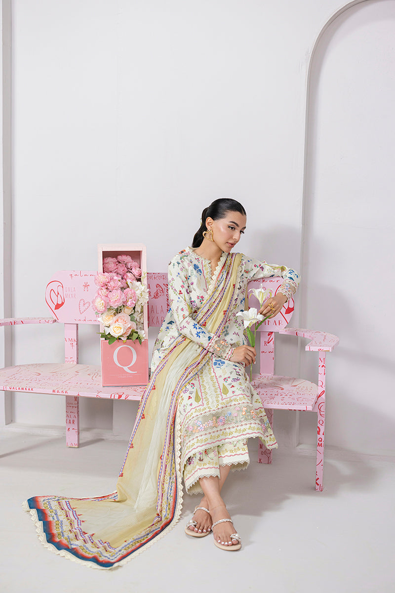 Hazel - Qalamkar Q-Print Embroidered Stitched