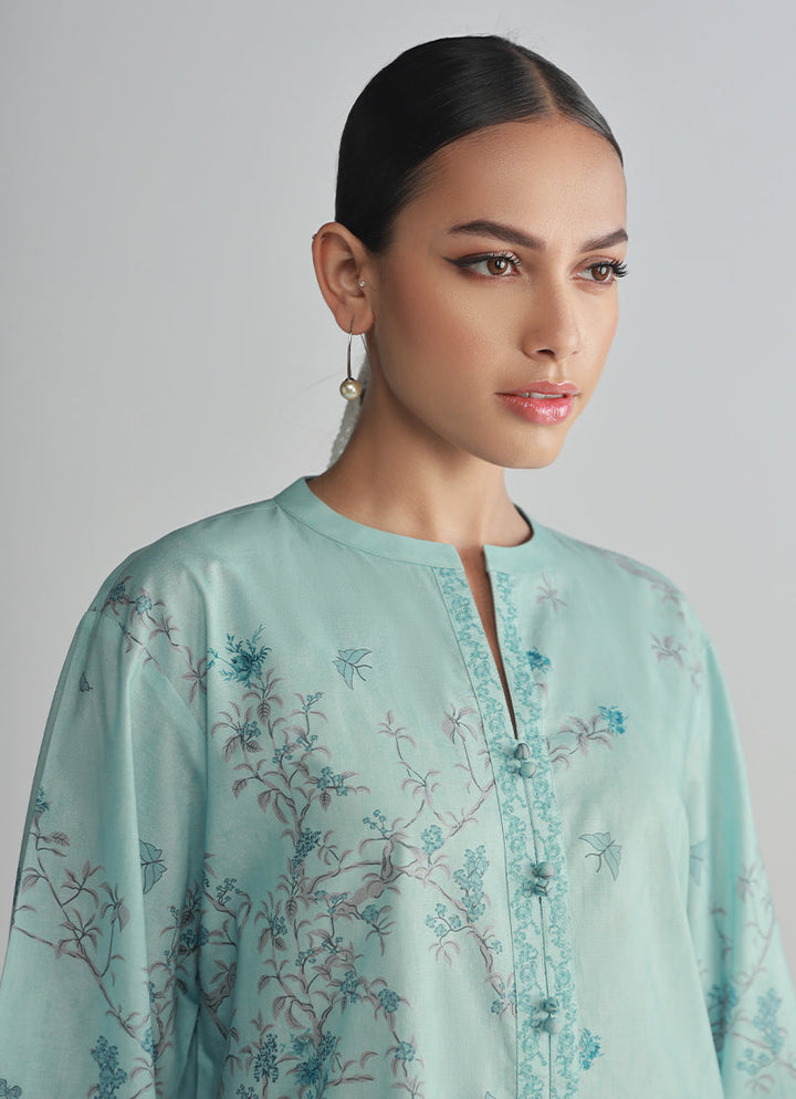 Pure Cotton Cambric Blue Stitched Suit - Image