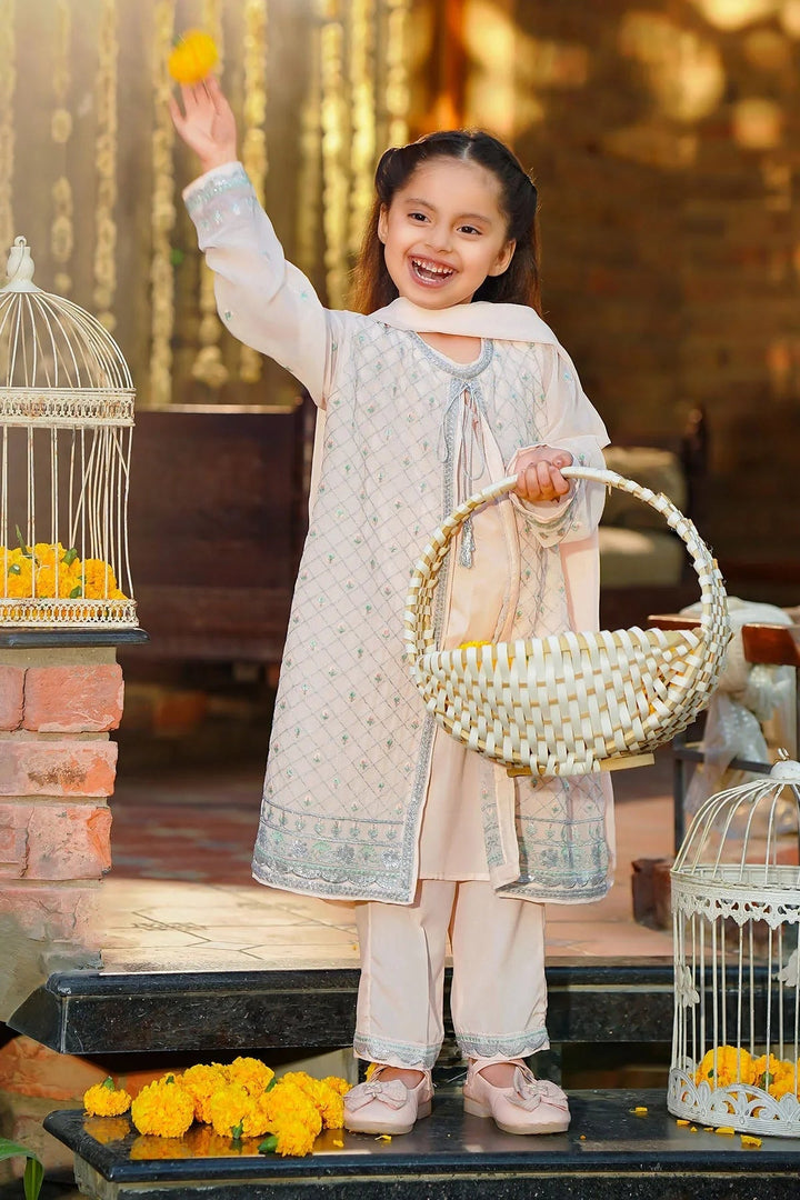 Chiffon Embroidered Peach Stitched Suit - Ochre