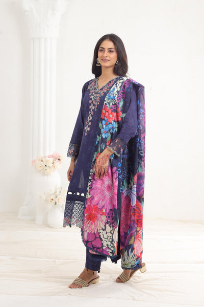 Indigo - Farasha Seraya Stitched Lawn SS'24