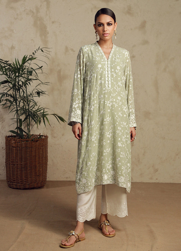 Chinese Chiffon Green Kurti - Image