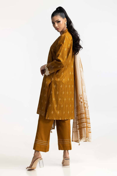 Corduroy Yellow Stitched Suit - Gul Ahmed