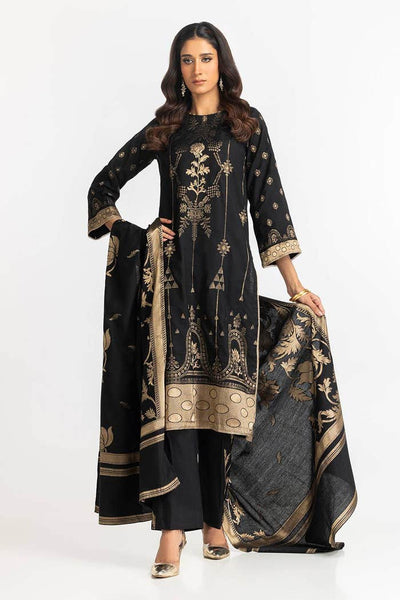 Jacquard Black Stitched Suit - Gul Ahmed