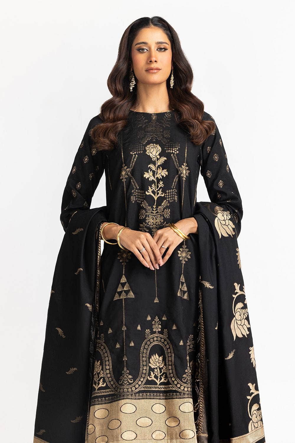 Jacquard Black Stitched Suit - Gul Ahmed