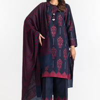Jacquard Navy Stitched Suit - Gul Ahmed