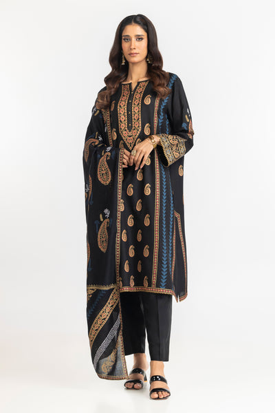 Acrylic Black Stitched Suit - Gul Ahmed