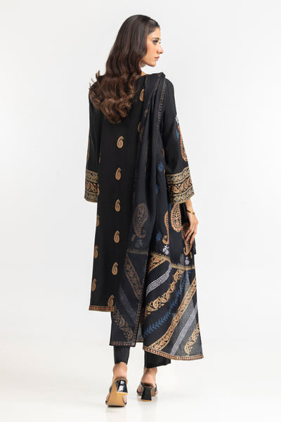 Acrylic Black Stitched Suit - Gul Ahmed