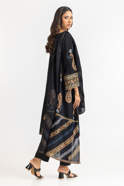 Acrylic Black Stitched Suit - Gul Ahmed