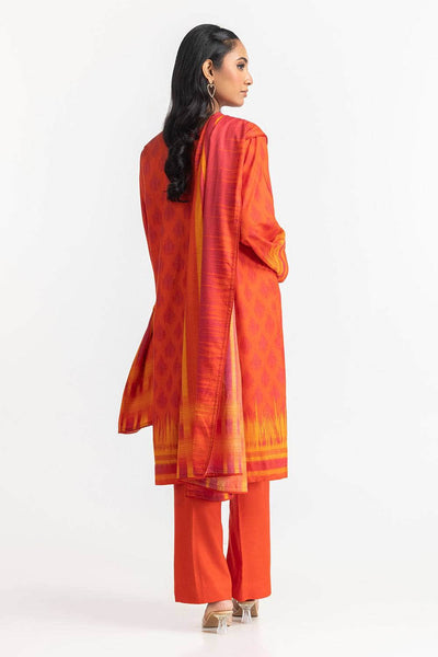 Dhanak Red Stitched Suit - Gul Ahmed